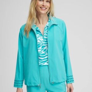 Chico’s Embroidered Eyelet Jacket Size 10 Chicos 1.5 Women's